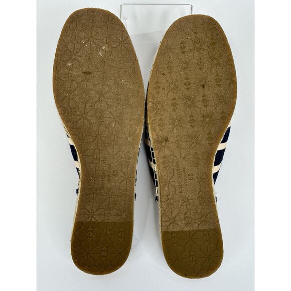 Kate Spade Solero Mule 6.5 Navy & White Stripe Espadrille Resort Vacation Daisy - Picture 10 of 13